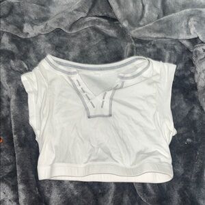 SHEIN White Crop Top with Gray Trim